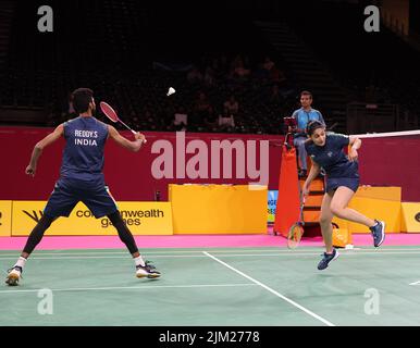 Birmingham, UK, 3. Aug 2022; Common Wealth Games; CWG 2022 : Badminton: REDDY B.Sumeeth / PONNAPA Ashwini aus Indien verlor 2-0 gegen CALLUM / PUGH Jessica aus England. Aswini Ponnappa in Aktion : Seshadri SUKUMAR Stockfoto