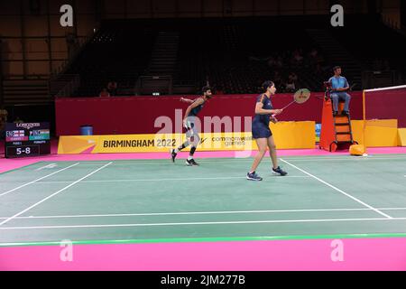 Birmingham, UK, 3. Aug 2022; Common Wealth Games; CWG 2022 : Badminton: REDDY B.Sumeeth / PONNAPA Ashwini aus Indien verlor 2-0 gegen CALLUM / PUGH Jessica aus England. Aswini Ponnappa in Aktion : Seshadri SUKUMAR Stockfoto