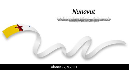 Winkendes Band oder Streifen mit Flagge von Nunavut ist eine Provinz von Kanada Stock Vektor