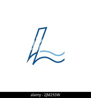 Abstrakter Buchstabe L Linienkunst linearer Logotyp. Nitial Buchstabe L Logo Design Vorlage Elemente, abstrakte lineare Stil Vektor-Illustration Stock Vektor
