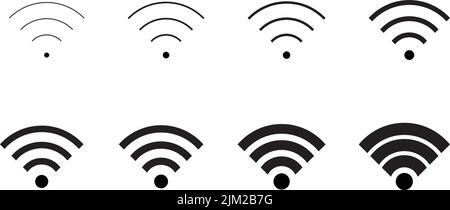 Eine Reihe von Wi-Fi-Symbolen für den Remote-Internetzugang auf weißem Hintergrund Stock Vektor