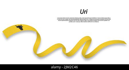 Winkendes Band oder Streifen mit Flagge von Uri ist eine Region der Schweiz Stock Vektor