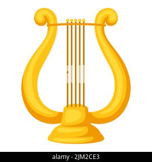 Illustration des griechischen Lyra-Musikinstruments. Traditionelles Theatersymbol. Bild für Theateraufführungen. Stock Vektor
