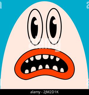 Cartoon Vektor lustige niedliche Monster Gesicht Comic-Charakter. Stock Vektor