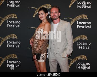 Locarno, Schweiz. 04. August 2022. Locarno, Swiss Locarno Film Festival 2022 Photocall Elvira Legrand, Charles Legrand, Kevin Lütolf im Foto: Credit: Independent Photo Agency/Alamy Live News Stockfoto