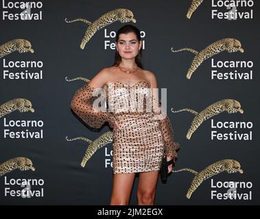 Locarno, Schweiz. 04. August 2022. Locarno, Swiss Locarno Film Festival 2022 Photocall Elvira Legrand, Charles Legrand, Kevin Lütolf im Foto: Elvira Legrand Credit: Independent Photo Agency/Alamy Live News Stockfoto