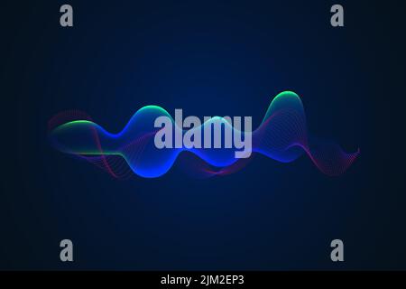 Abstrakte blaue digitale Equalizer-Anzeigen. Schallwellen-Illustration auf einem dunklen Hintergrund.Voice Graph Meter oder Audio-elektronische Tracks.Vector horizonta Stock Vektor