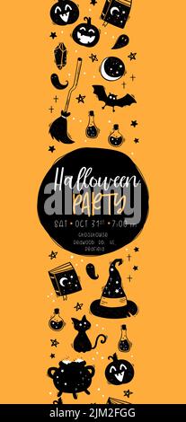 Niedliche handgezeichnete Halloween nahtlose Muster, bunte Doodle Hintergrund, ideal für Halloween-Banner, Tapeten, Textilien, Verpackung - Vektor-Design Stock Vektor
