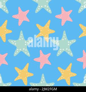 Seesterne in Pastellfarben, nahtloses Muster Stock Vektor