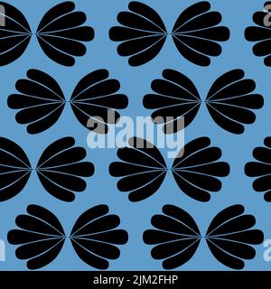 Blau schwarz nahtlose Muster marine Hintergrund mit Schale für Produktdesign und Dekoration Stock Vektor