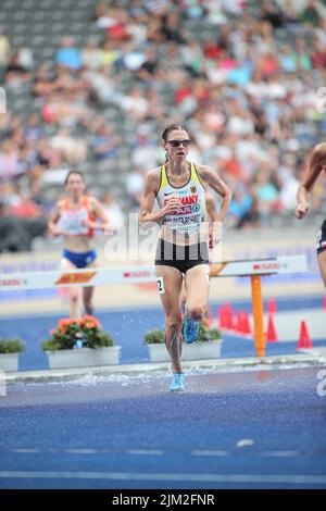 Antje Möldner-Schmidt bei den 3000m Hürden der Leichtathletik-Europameisterschaften in Berlin 2018. Stockfoto