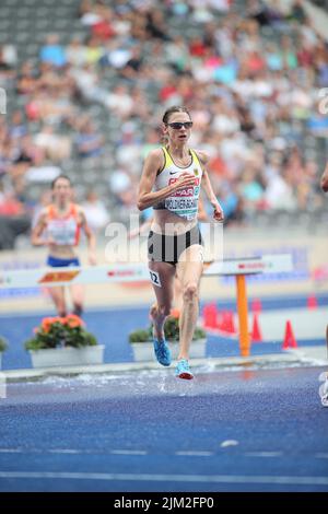 Antje Möldner-Schmidt bei den 3000m Hürden der Leichtathletik-Europameisterschaften in Berlin 2018. Stockfoto