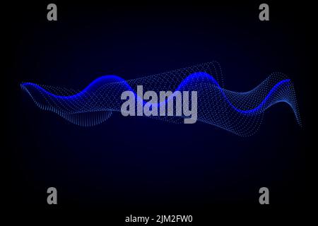 Abstrakte blaue digitale Equalizer-Anzeigen. Schallwellen-Illustration auf einem dunklen Hintergrund.Voice Graph Meter oder Audio-elektronische Tracks.Vector horizonta Stock Vektor