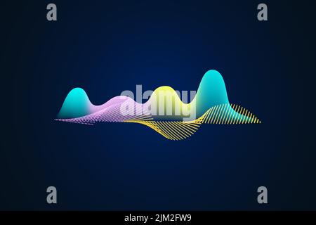 Abstrakte blaue digitale Equalizer-Anzeigen. Schallwellen-Illustration auf einem dunklen Hintergrund.Voice Graph Meter oder Audio-elektronische Tracks.Vector horizonta Stock Vektor