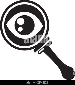 Eine digitale Vektordarstellung eines schwarzen Lupensymbols mit einem Auge Stock Vektor
