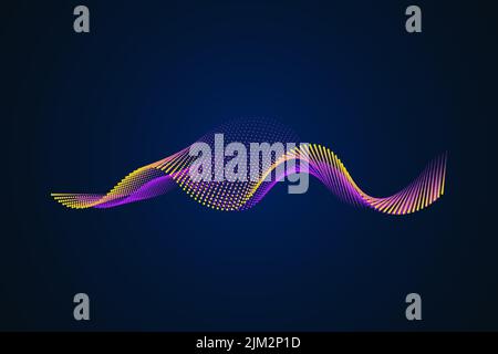 Abstrakte blaue digitale Equalizer-Anzeigen. Schallwellen-Illustration auf einem dunklen Hintergrund.Voice Graph Meter oder Audio-elektronische Tracks.Vector horizonta Stock Vektor