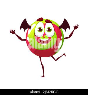 Halloween Lutscher mit Fledermausflügeln. Cartoon freche Dragee Vektor-Charakter, lustige Dessert für Kinder Trick or treat Party. Isolierte süße Monster Patiss Stock Vektor