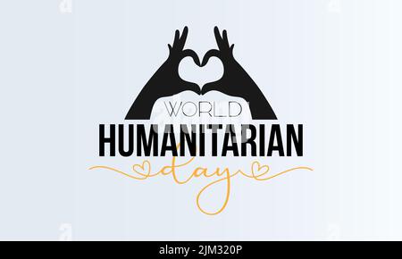 Welttag der humanitären Hilfe. Schwarzes Skript Kalligraphie Vektor-Design für Banner, Poster, Karte und Hintergrund. Stock Vektor