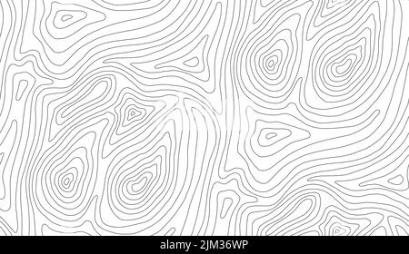 Nahtloser Vektor-topografischer Kartenhintergrund weiß auf dunkel. Linie Topographie Karte nahtlose Muster. Bergwanderweg über Gelände. Konturhintergrund Stock Vektor
