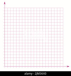 Rasterpapier. Mathematisches Diagramm. Kartesisches Koordinatensystem mit x-Achse, y-Achse. Quadratischer Hintergrund mit farbigen Linien. Geometrisches Muster für die Schule Stock Vektor