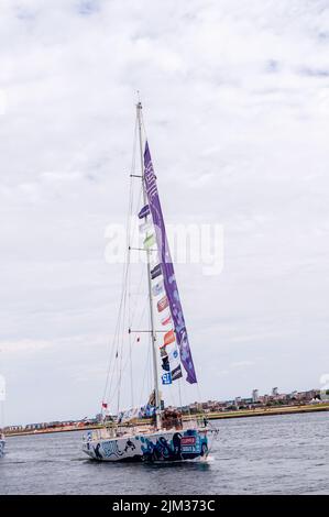 Seattle Clipper Round the World Yacht Race Zielveranstaltung im Royal Albert Dock auf East Ham, Newham Stockfoto