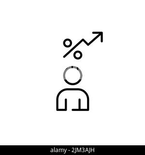 Person mit erfolgreicher Wachstumsstrategie. Pixel-perfektes, bearbeitbares Strichsymbol Stock Vektor