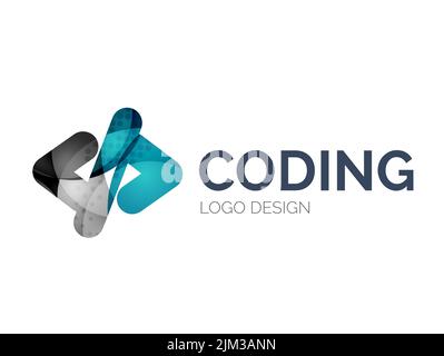 Abstraktes Code Icon Logo Design aus Farbstücken - Verschiedene geometrische Formen Stock Vektor