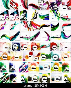 Mega Sammlung von geometrischen abstrakten Hintergründen.Moderne futuristische Designs. Universell für Präsentationen, Web- oder App-Cover, Druckvorlagen Stock Vektor