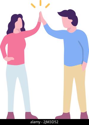 Mann und Frau geben hohe fünf Vektor flache Symbol Stock Vektor