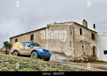 Rallye von Geländewagen, 4x4, durch den Süden Spaniens. Stockfoto