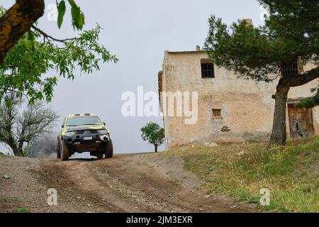 Rallye von Geländewagen, 4x4, durch den Süden Spaniens. Stockfoto