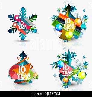 Set von Weihnachtsverkauf oder Promotion Preisschilder, Neujahrsbaum mit Etiketten und Ihre Nachricht. Vektorgrafik Stock Vektor