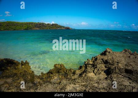 Maconde Bucht mit kristallklarem türkisfarbenem Meerwasser, Mauritius Insel, Indischer Ozean Stockfoto