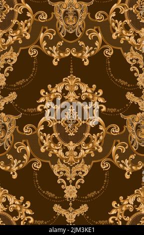 Ein Nahtloses Vintage Muster Ornament-Design auf einem braunen Hintergrund Stockfoto