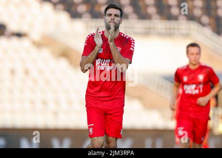 BELGRAD, SERBIEN - 4. AUGUST: Robin propper des FC Twente während der UEFA Europa Conference League 3. Qualifikationsrunde zwischen FK Cukaricki und FC Twente im Stadion FK Partizan am 4. August 2022 in Belgrad, Serbien (Foto von Nicola Krstic/Orange Picturs) Stockfoto