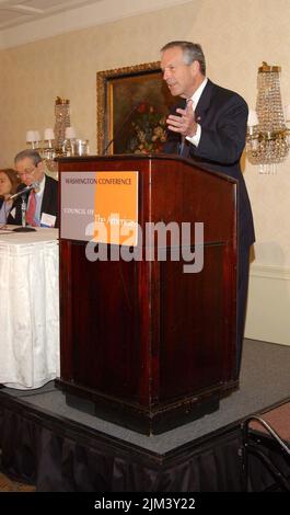 Büro des Sekretärs - PRÄSENTATION VON SEKRETÄR DONALD EVANS VOR DEM RAT DER VEREINIGTEN STAATEN Stockfoto