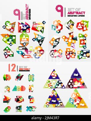 Bunte abstrakte geometrische Layouts, Mega-Sammlung. Vektorgrafik Stock Vektor