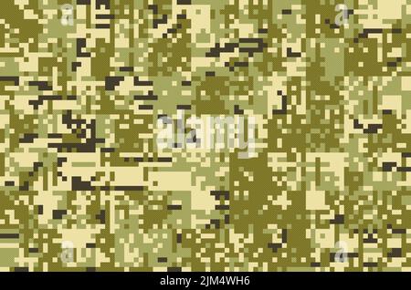 Nahtlose Armee Camouflage NDU Pixel Stoff Textur. Abstrakter Vektor-Camo-Hintergrund sieht aus wie Armed Forces of Ukraine AFU-Farben. Geometrisches Muster Stock Vektor