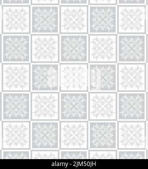 Weiß-graues nahtloses Muster mit Schachbrettmuster. Vektorgrafik Stock Vektor