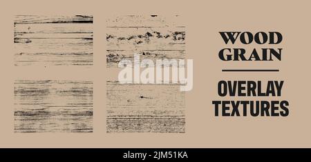 Satz von Überlagerungen mit Holzmaserung, Vektorgrafik Stock Vektor