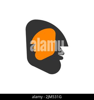 Alter Ego-Logo. Zwei männliche Profile, menschlicher Kopf. Psychologie-Ikone, Dualismus-Konzept Stock Vektor