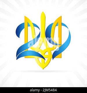 29 Jahre Ukraine Jubiläumsnummer und nationales Emblem, Jubiläumsbanner. Ukrainischer Feiertag 24.. August, Vektorgrafik für Einladung oder g Stock Vektor