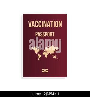 Impfpass isoliert Vektor. Konzeptioneller Impfpass. Roter Einband mit internationalem Ausweis. Stock Vektor