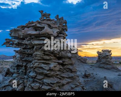 Felsformationen, Fantasy Canyon in der Nähe von Vernal, Utah. Stockfoto