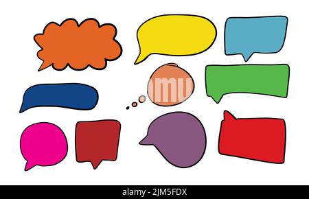 Blasenskizze und Doodle Art Linie. Handgezeichnete quadratische denken und Vintage-Design Vektor-Illustration. Cartoon Hand zeichnen Kommunikation und Sprache Symbol ta Stock Vektor