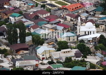 Dorf Gunib, ländliche Ortschaft und Verwaltungszentrum des Distrikts Ghunib der Republik Daghestan. Russland Stockfoto