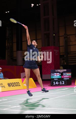 Birmingham, Birmingham, Großbritannien. 4. August 2022. Common Wealth Games:.CWG 2022 : Badminton: REDDY B.Sumeeth/PONNAPA Ashwini aus Indien verlor mit 2-0 die englische Callum/PUGH Jessica. Seshadri SUKUMAR (Bild: © Seshadri Sukumar/ZUMA Press Wire) Stockfoto