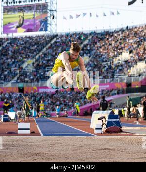 Birmingham, Großbritannien, 4.. August 2022; Alexander Stadium, Birmingham, Midlands, England: Tag 7 der Commonwealth Games 2022: Henry Frayne (AUS) tritt beim Men's Long Jump Final an Stockfoto