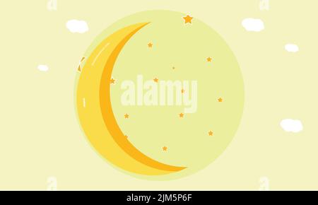 Ein gelber Halbmond und Sternsymbol. vektordarstellung Stock Vektor