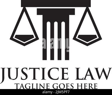 Justice Law Logo mit Scale Icon Illustration Design-Vorlage Stock Vektor